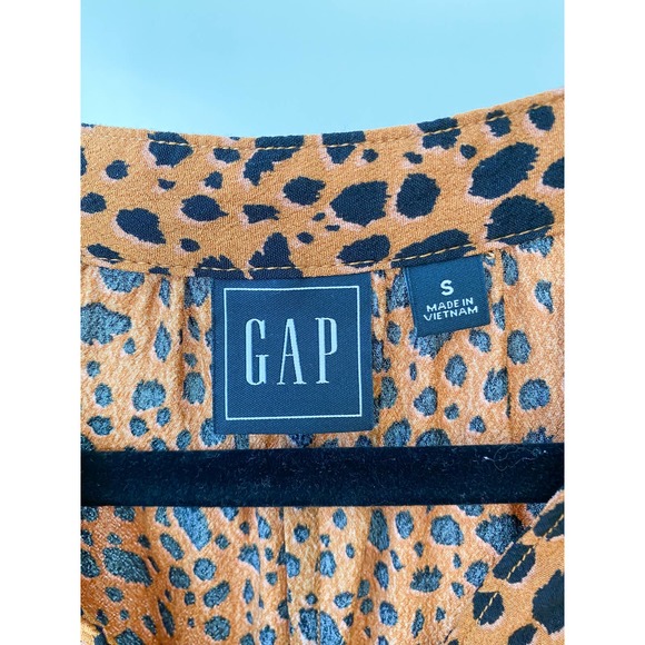 GAP Women's Brown/Black Leopard Print Long Sleeve V-Neck Popover Blouse sz S - Picture 6 of 6